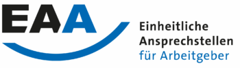 Logo der EAA - Einheitliche Ansprechstellen für Arbeitgeber in blau und schwarz